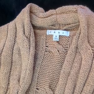 Women's tan Cabi cardigan sweater, size medium.